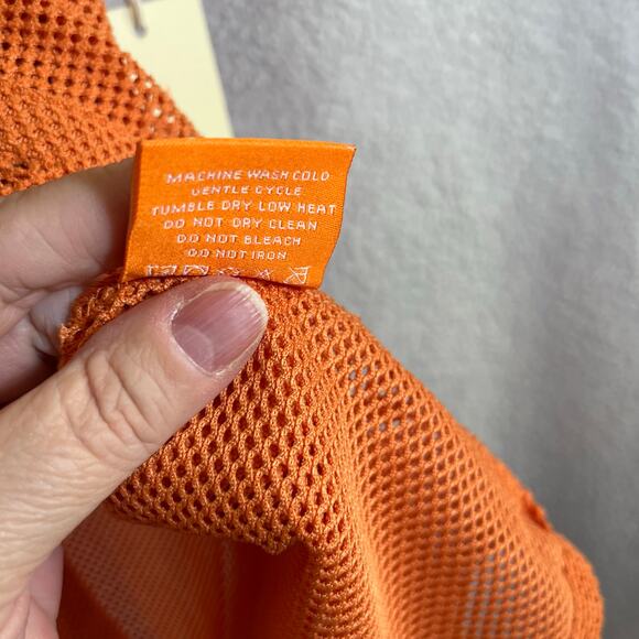 NEW Negative Space Orange mesh button down men’s shirt with tags summer beach - Picture 6 of 7